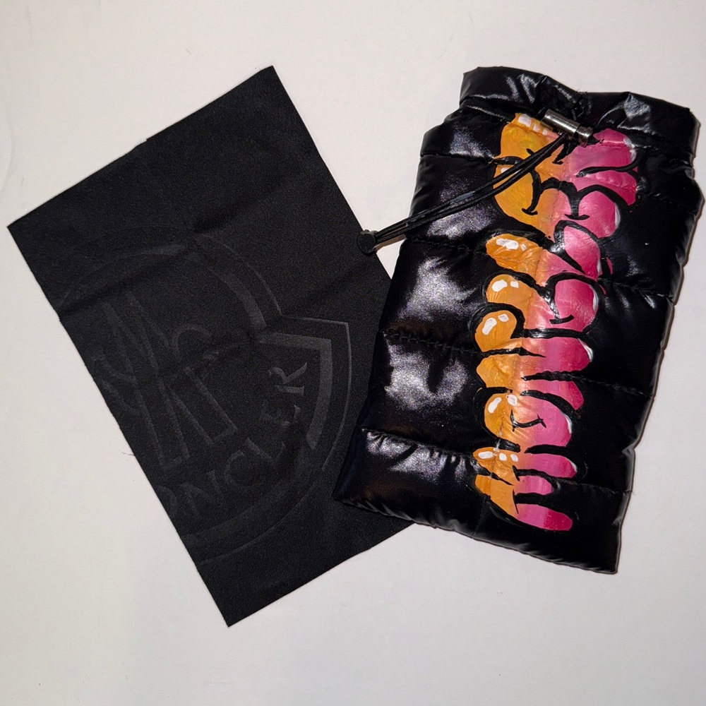 Hand painted graffiti Moncler puffer sunglasses case